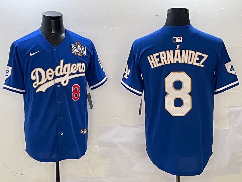 Men Los Angeles Dodgers #8 Hernandez Blue Gold Game 2025 Nike MLB Jersey style 316